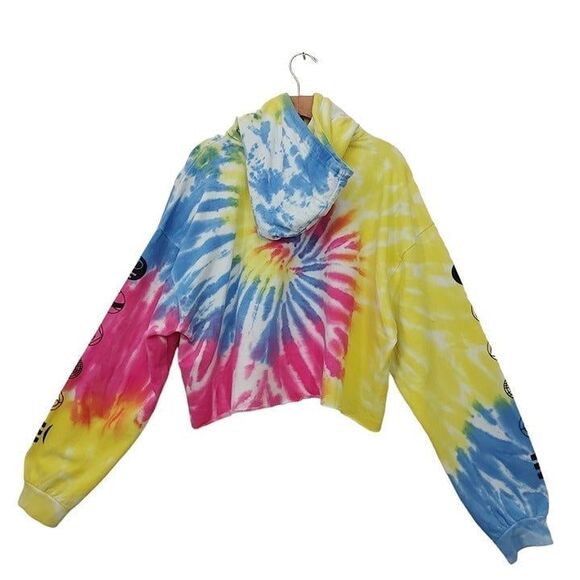 Pink Floyd Hoodie Womens XL Multicolor Cropped Tie Dye The Dark Side Of The Moon - Picture 2 of 12